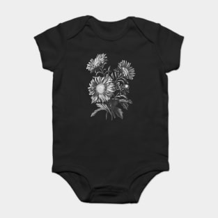 Black and white flowers Baby Bodysuit
